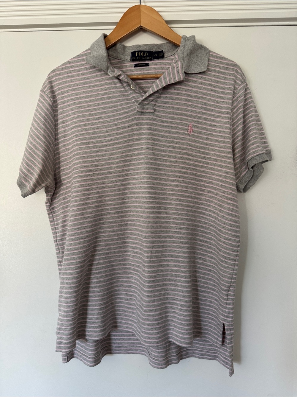 Polo by Ralph Lauren Pink & Gray Striped Polo Shirt